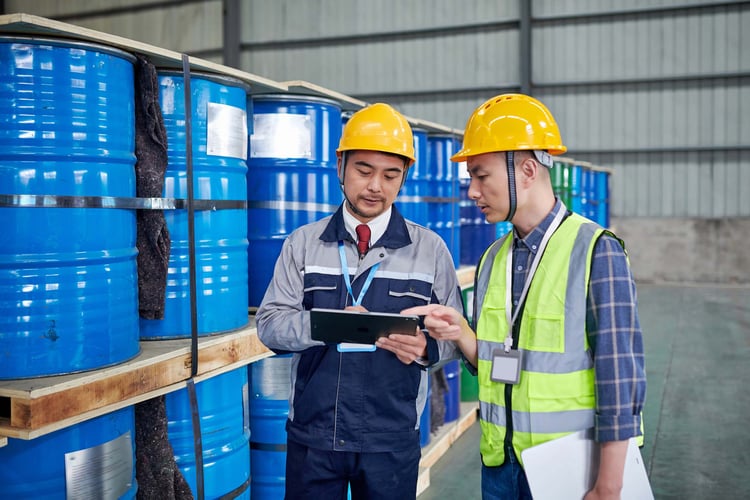 Warehouse chemical drums