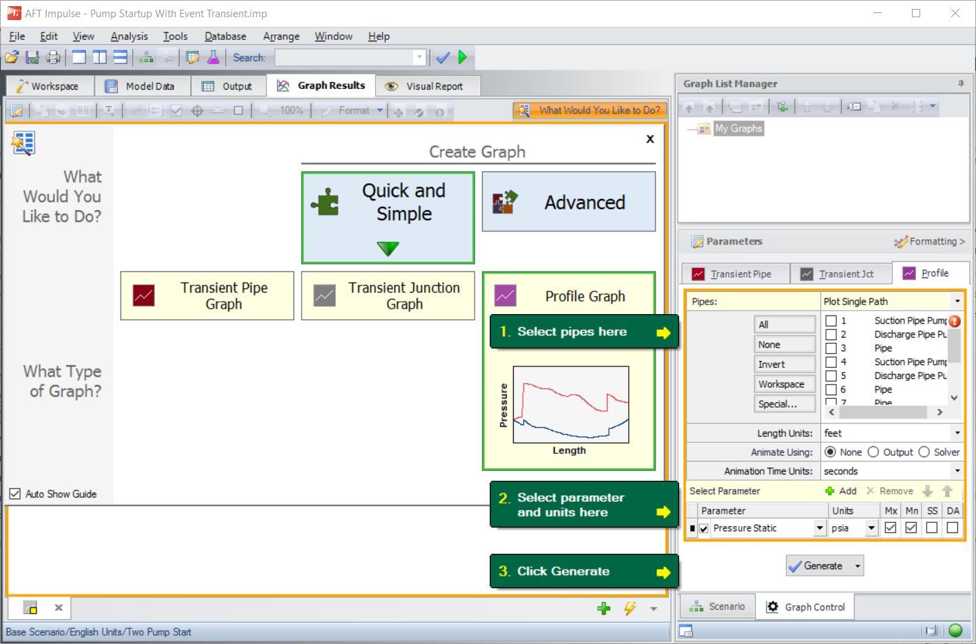 Graph Guide display when a user first opens the Graph Results window ...