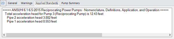 Output for AFT Fathom showing the applied standard