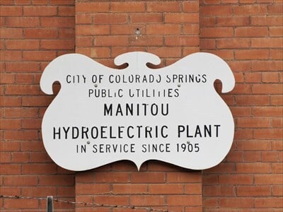 Sign Outside of Manitou Hydroelectric Plant