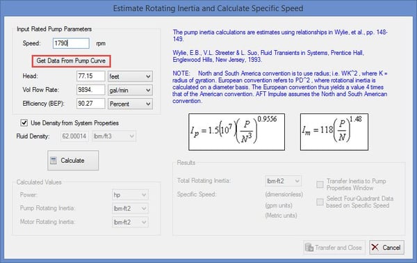 Figure 3:  Enter Rated Pump Speed and Click 