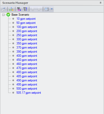 Figure 4: Scenario Manager with Various Flow Setpoints