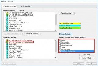 Figure 2 - Separate Database Sections that are built into the AFT Fathom Local User Database.