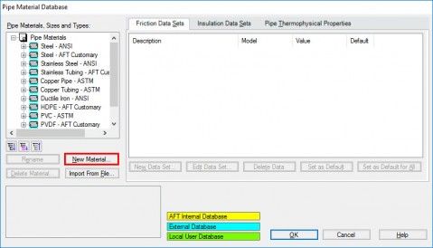 Figure 1 - Pipe Material Database window