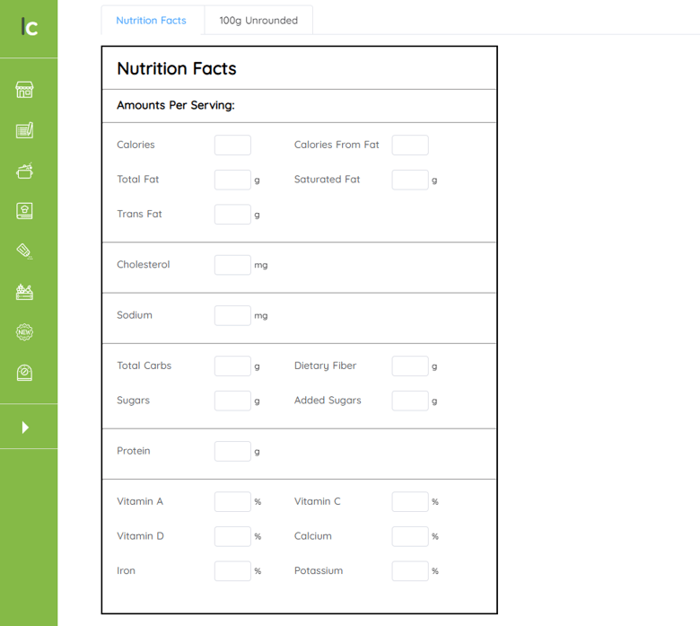Treat this section as you would a regular nutrition panel on a physical product. 