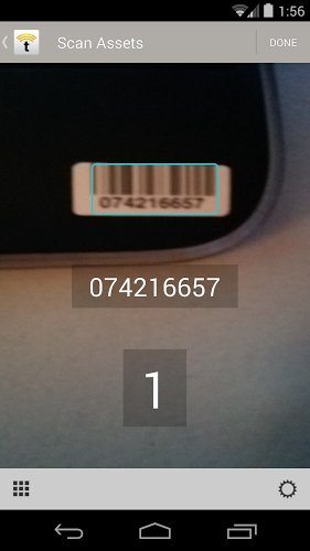 TrackAbout app successfully scanning a blurry barcode