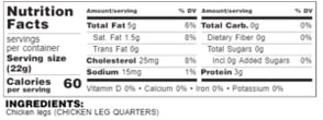 Nutrition facts