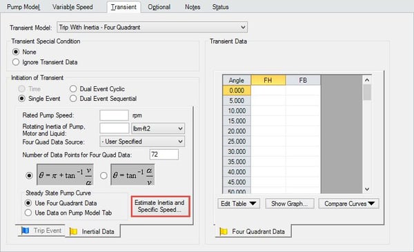 Figure 2:  Choose Pump Transient Model and Click 