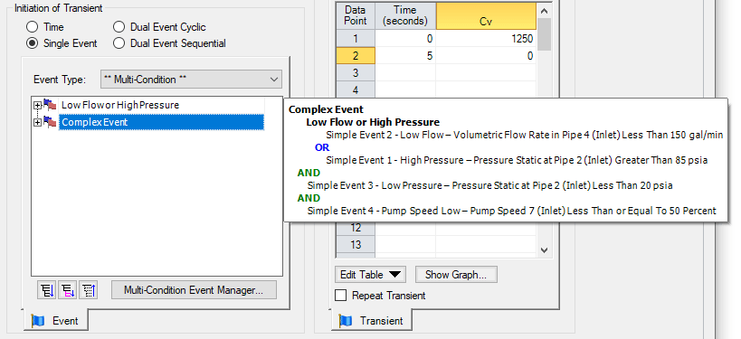 Figure 4 - Selecting a Multi-Condition Event