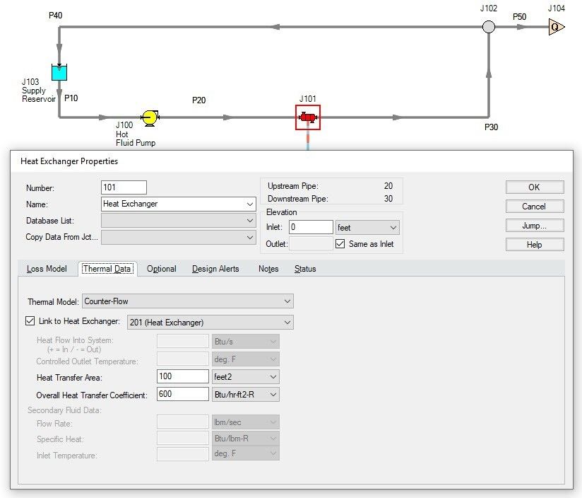 Figure 6. Heat Exchanger Properties – Link feature.
